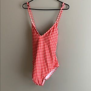 Plaid swimsuit.